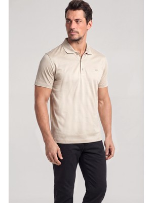 Paul & Shark Erkek Düğme Kapama Kısa Kol %100 Pamuk Bej Polo Yaka T-Shirt 26411249SM-348
