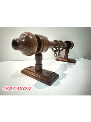 Özgürce Rustik Ahşap Lale Temalı Perde Askısı 150 Cm, Doğal ve Şık Tasarım