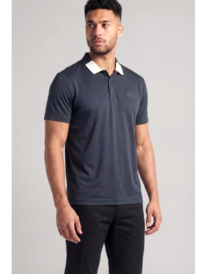 Erkek Ea7 Logo Etiketli Kısa Kollu Lacivert Polo Yaka T-Shirt 7M001291 AF22175-UB102