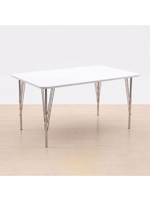 Ratemo Mobilya Beyaz Renk Metal Ayaklı Masa 119X89X74 cm | 6-8 Kişilik Yemek Masası, Balkon Masası, Çalışma Masası ve Bilgisayar Masası