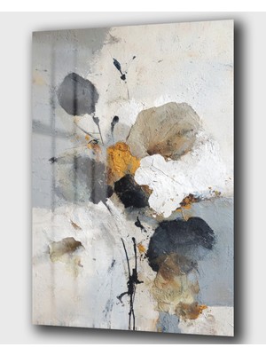 Özgürce Soyut Fırça Darbeleri ile Çiçek Dekoratif Cam Tablo