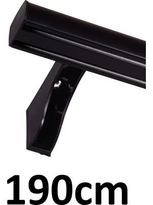 Özgürce Şık Siyah Alüminyum Iki Kanallı Ray Takımı, 190CM, Korniş ve Ayak Dahil
