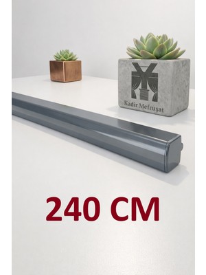 Özgürce Antrasit Dekoratif Alüminyum Ray, 2 Kanallı Metal Perde Kornişi