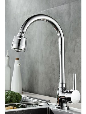 Kustar 3 Fonksiyonlu Oynar Başlıklı Krom Çubuk Kol Mutfak Evye Bataryası