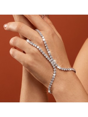 Valmont Accessories Kadın Iri Kristal Taşlı Şahmeran Bileklik Işıltılı Zarif El Aksesuarı