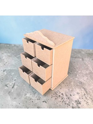 Özgürce Ahşap Çok Amaçlı 6 Çekmeceli Dekoratif Organizer Kutu