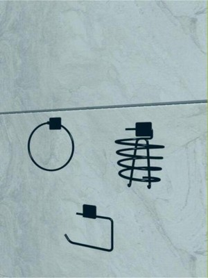 Özgürce Siyah Yapışkanlı Tuvalet Kağıtlık ve Havluluk Seti, Şık Banyo Aksesuarları