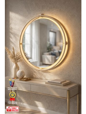 Özgürce Şık Metal Çerçeveli Led'li Kablosuz Ayna 50X50 Veya 60X60 Boyutlarda