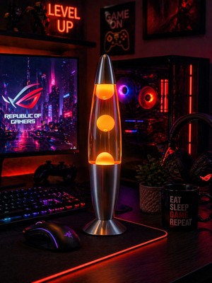 Biton Toptan  Lav Lambası Büyük Boy 41 cm – Turuncu Atmosfer Işığı, Dekoratif Gece Lambası, Konsept Lamba Aydınlatma