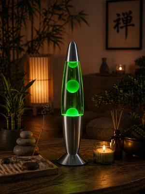Biton Toptan  Lava Lambası Büyük Boy 41 cm – Yeşil Atmosfer Işığı, Dekoratif Gece Lambası, Konsept Lamba