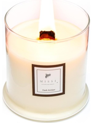 Naque Büyük Üfleme Cam Ahşap Fitilli Dark Vegan MUM(380 Gr)