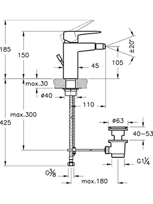 Naque Root Square A42736 Bide Bataryası,sifon Kumandalı, Krom
