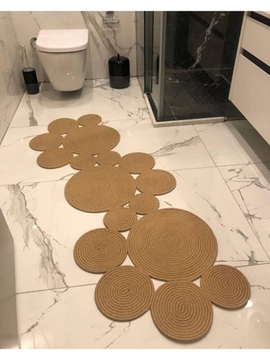 Özgürce Dekoratif Jüt Halat Ipliği, Salon, Mutfak, Balkon ve Bahçe Için Royal Serisi Bej Jüt Kilim