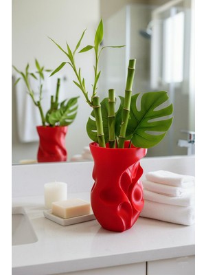 Özgürce Modern 3D Baskılı Bakır Renk Dekoratif Çiçek Vazosu