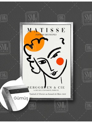 SML Tablo Matisse Çizgisel Kadın Portresi Ilüstrasyonu Boho  Dikey Çerçeveli Kanvas Tablo