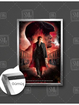 SML Tablo Peaky Blinders Thomas Shelby Yürürken Afiş  Dikey Çerçeveli Kanvas Tablo