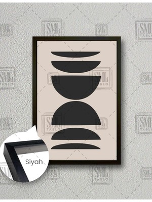 SML Tablo Bej Fon Üzerinde Siyah Taşlar Boho Iskandinav Tarzı Kanvas Dikey Çerçeveli Kanvas Tablo