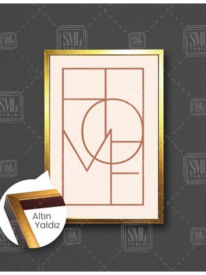 SML Tablo İçiçe Geçmiş Home Yazısı Kiremit Rengi Ev Tipografik Modern Minimal  Dikey Çerçeveli Kanvas Tablo