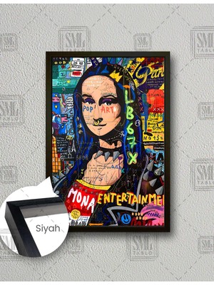 SML Tablo Leonardo Da Vinci Mona Lisa Grafitti Modern  Dikey Çerçeveli Kanvas Tablo