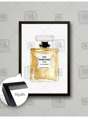 SML Tablo Ürünisminiburayagirano 5 Parfum Altın Sarısı Simli  Dikey Çerçeveli Kanvas Tablo