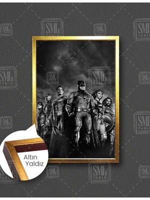 SML Tablo Süper Kahramanlar Batman Süperman Wonder Woman Dikey Çerçeveli Kanvas Tablo