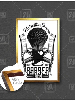 SML Tablo Erkek Berberi Haircut And Shaves  Dikey Çerçeveli Kanvas Tablo