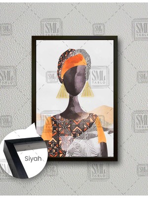 SML Tablo Geleneksel Kıyafetli Ilüstrasyon  Dikey Çerçeveli Kanvas Tablo