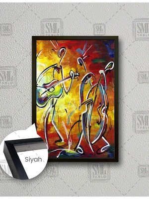 SML Tablo Viyolensel Gitar Adam Müzik Aşkı Sanat Art Dikey Çerçeveli Kanvas Tablo