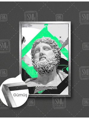SML Tablo Erkek Büst Neon Yeşil Detaylı Grafik Detaylı  Dikey Çerçeveli Kanvas Tablo