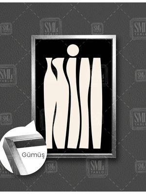 SML Tablo Kremrengi Düzensiz Form Üzerinde Yuvarlak Geometrik Boho  Dikey Çerçeveli Kanvas Tablo