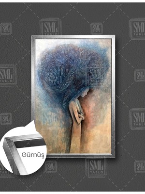 SML Tablo Doğa Saçlı Kadın Doğa Ana Dikey Çerçeveli Kanvas Tablo