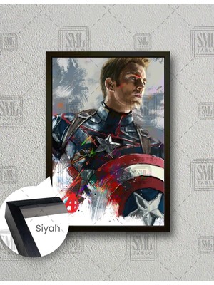 SML Tablo Kaptan Amerika Süper Kahraman Dikey Çerçeveli Kanvas Tablo
