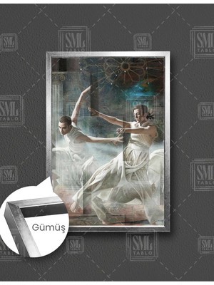 SML Tablo Lirik Dans Eden Dans Grubu  Dikey Çerçeveli Kanvas Tablo