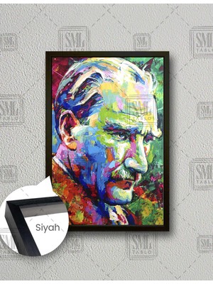 SML Tablo Mustafa Kemal Atatürk Karizma Soyut Sanat Dikey Çerçeveli Kanvas Tablo