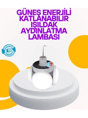 Solar Enerjili Katlanabilir LED Kamp ve Bahçe Lambası