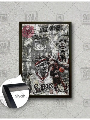 SML Tablo Nba Allen Iverson Efsane Basketbolcu Dikey Çerçeveli Kanvas Tablo