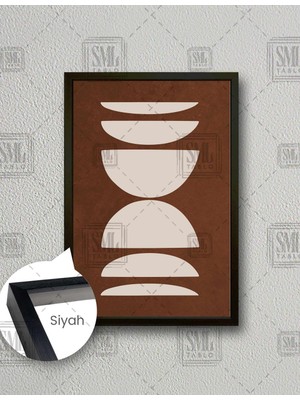 SML Tablo Kiremit Fon Üzerinde Bej Taşlar Boho Iskandinav Tarzı Kanvas Dikey Çerçeveli Kanvas Tablo