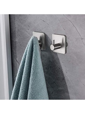 Naque Deltahome Paslanmaz Çelik 2 Adet Banyo Askısı Havluluk Havlu Askısı Inox - Kendinden Yapışmalı