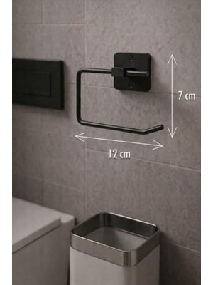 Naque Kare Yapışkanlı Açık Tuvalet Kağıtlığı Wc Kağıtlık Tutucu Siyah KS-001