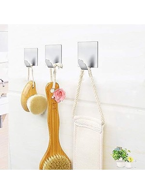 Naque Metal Askı, Yapışkanlı, Gümüş Renk, 2x2 cm