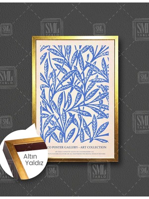 SML Tablo Yeşil Sarmaşık Yapraklı Baskı Boho Stil Mavi Coco Poster Gallery  Dikey Çerçeveli Kanvas Tablo