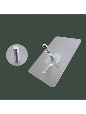 Naque Kapı Arkası Elbise Askısı Kendinden Yapışkanlı Şeffaf Vidalı Havlu Askısı 4 Adet