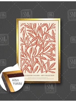SML Tablo Yeşil Sarmaşık Yapraklı Baskı Boho Stil Turuncu Coco Poster Gallery  Dikey Çerçeveli Kanvas Tablo