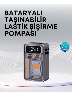 150 Psı Kablosuz Dijital Ekranlı Taşınabilir Araç Lastik Pompası