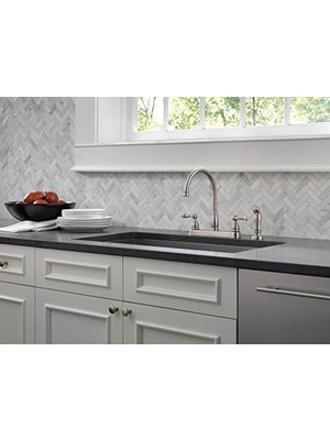 Naque Windemere 2 Kulplu Evye Bataryası Yan Püskürtücülü Uyumlu Yüzey, Paslanmaz 21996LF-SS, 5