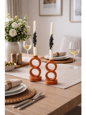 Özgürce Bohem Tarz Dekoratif Halka Model Şamdan Mumluk Seti 2'li