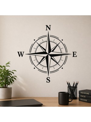 Eseran Print Compass Pusula Duvar Stickerı