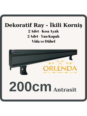 Özgürce Şık Iki Kanallı Alüminyum Perde Kornişi, Dekoratif Ray Seti