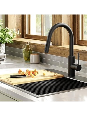 Naque Oletto Üstten Montajlı Tek Saplı Mutfak Musluğu Mat Siyah, KPF-2620MB