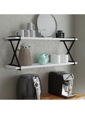 Özgürce Modern 2 Raflı Çok Amaçlı Dekoratif Kitap ve Çiçeklik Rafı 60X20